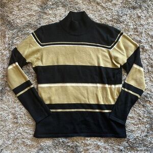 Karen Scott Black and Gold Striped Sweater